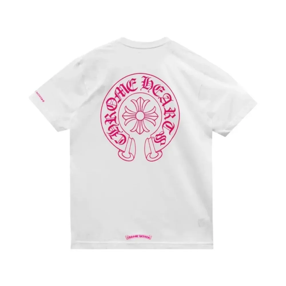 Camiseta Chrome Hearts Horseshoe Pocket Short Sleeve White Pink