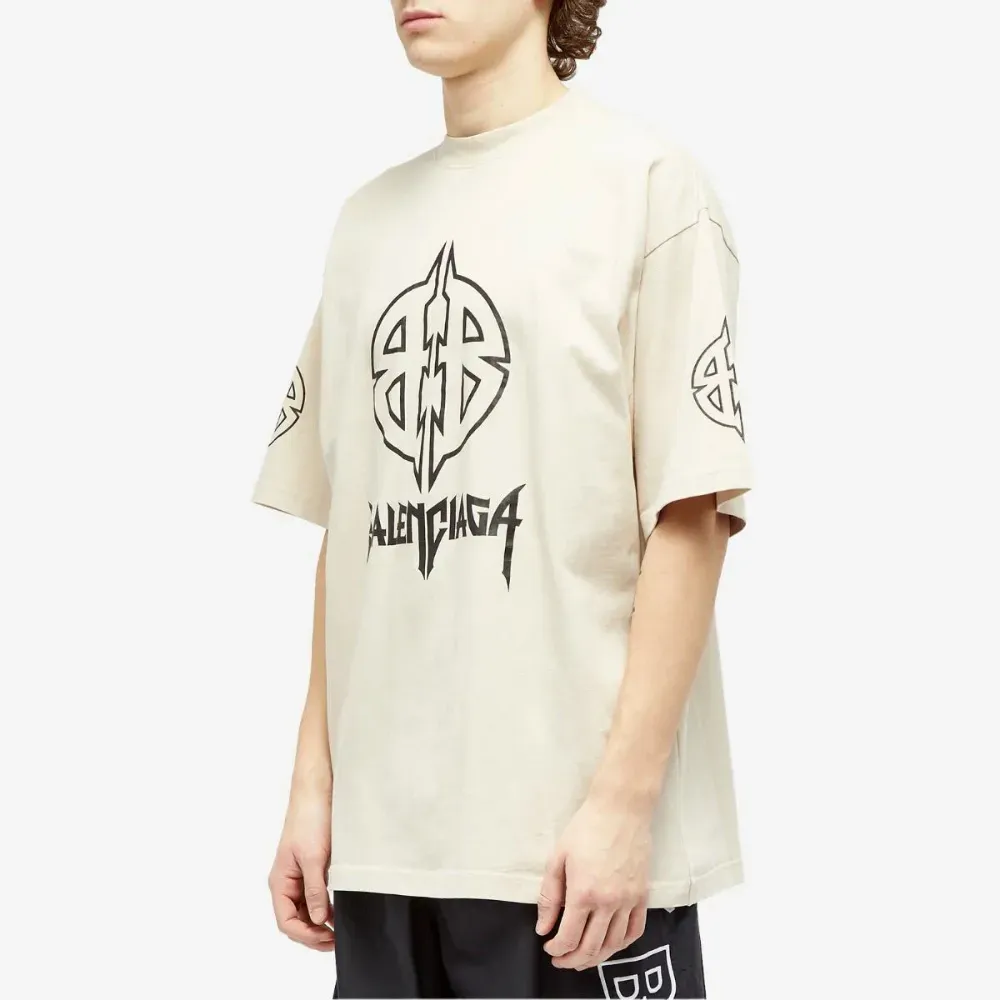 Camiseta Balenciaga Paris Light Beige Black - Droper