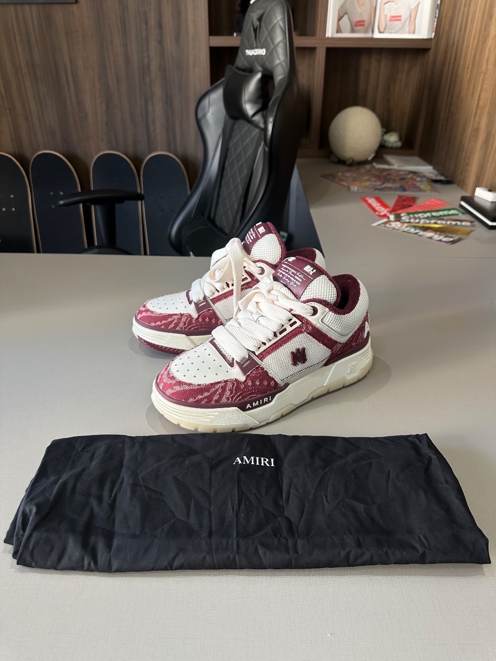 Amiri MA-1 Bandana Denim Burgundy