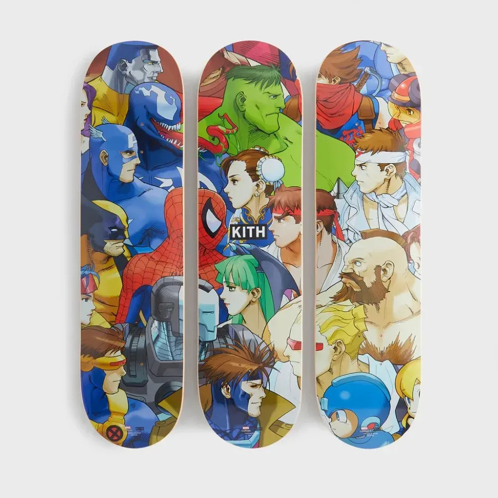 Marvel vs. Capcom x Kith Triptych Set 3 Skatedeck Multicolor - Droper