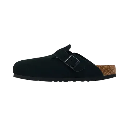 Birkenstock Clog Boston Soft Footbed Suede Leather Mocha - Droper
