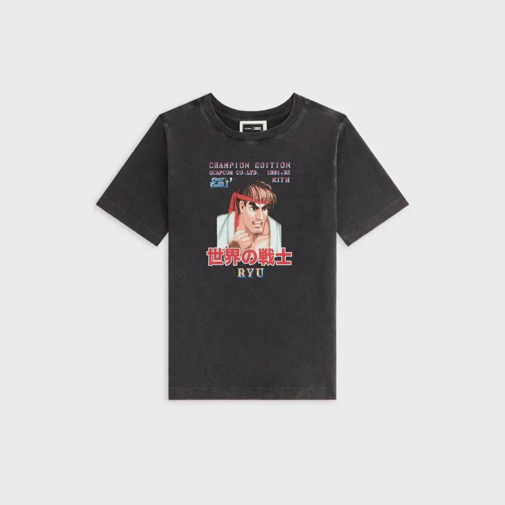 Vintage Champion Ryu Kids Camiseta Kith x Capcom tシャツ ryu ストリートファイター kith 【Sサイズ】 Black Droper - トップス