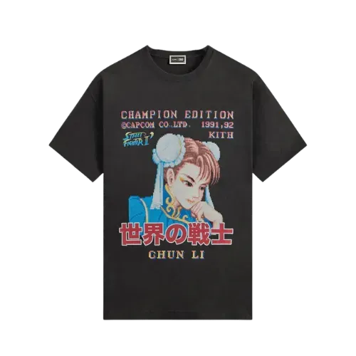 Capcom x Kith Camiseta Chun Li Champion Edition Vintage Black - Droper