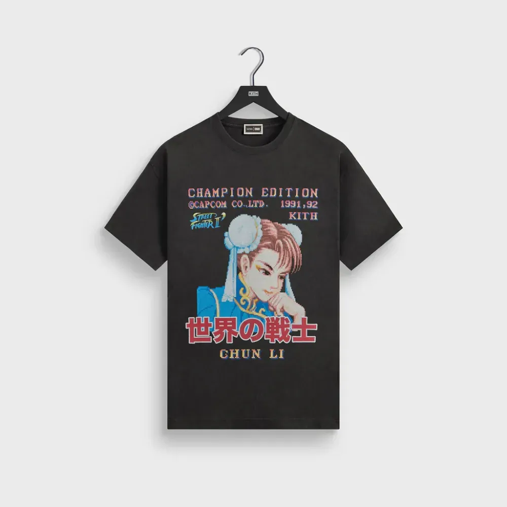 Capcom x Kith Camiseta Chun Li Champion Edition Vintage Black - Droper