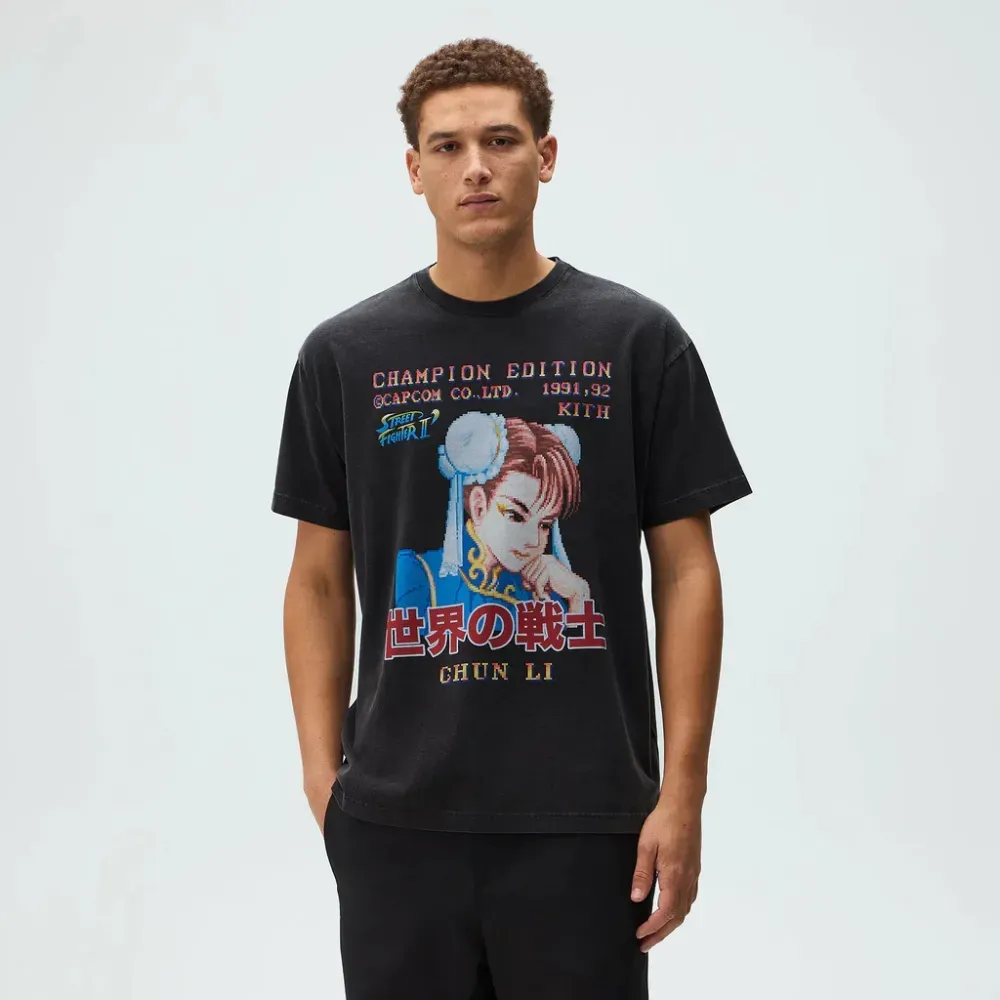 Capcom x Kith Camiseta Chun Li Champion Edition Vintage Black - Droper