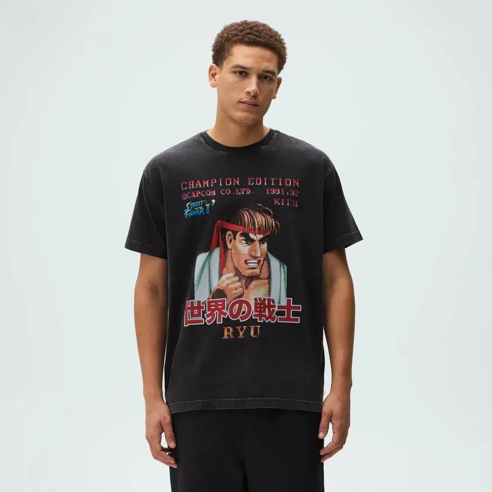 Capcom x Kith Camiseta Ryu Champion Edition Vintage Black - Droper