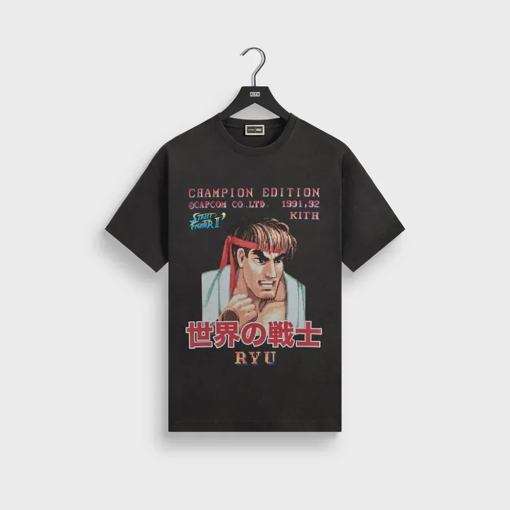 Capcom x Kith Camiseta Ryu Champion Edition Vintage Black - Droper