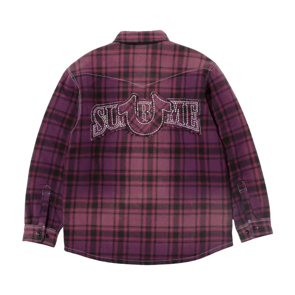 トップス Supreme True Religion Flannel Shirt True Religion x Supreme Camisa Quilted Lined Plaid Flannel Purple