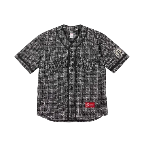 Camiseta Supreme Bouclé Baseball Jersey Black FW25-W13 - Droper
