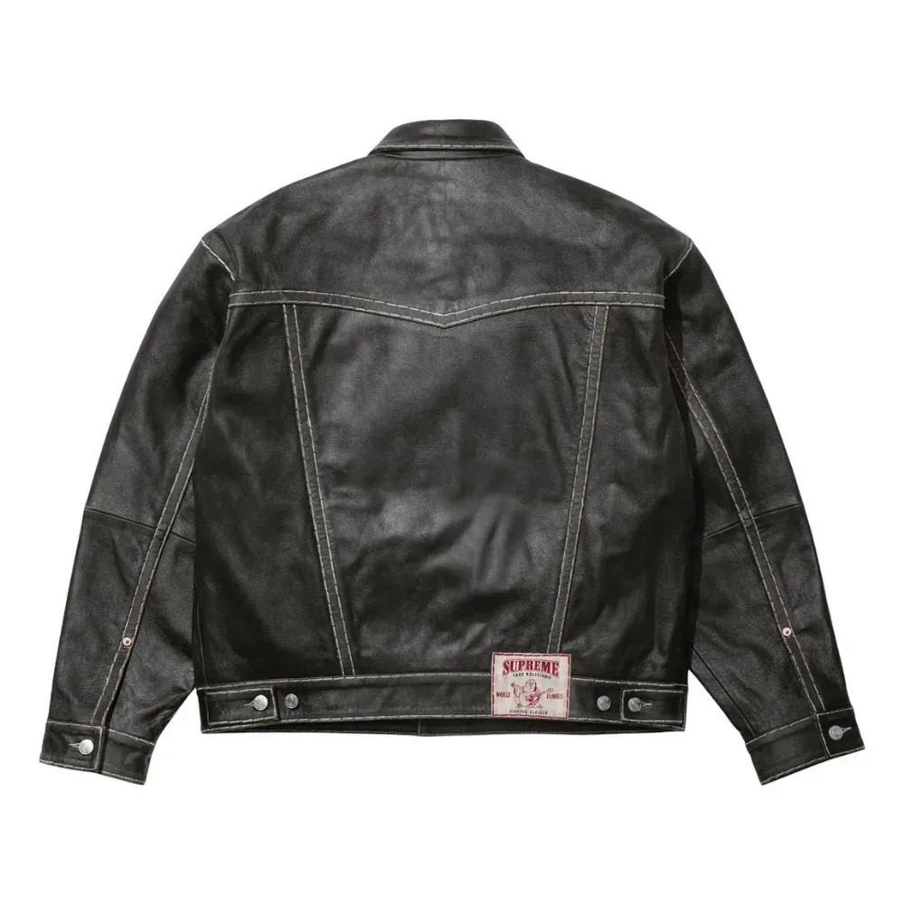 True Religion x Supreme Jaqueta Leather Trucker Black FW25-W13 True Religion x Supreme Jaqueta Leather Trucker Black FW25-W13