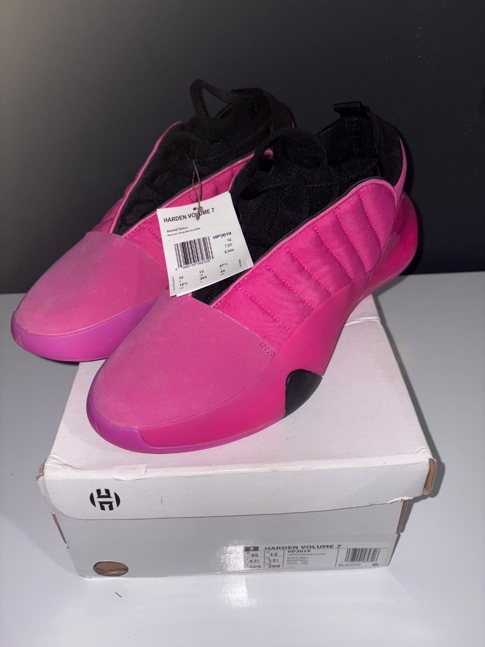 adidas Harden Volume 7 Lucid Fuchsia Core Black — 45, Novo