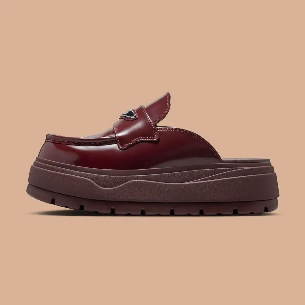 Air Jordan Mule Dark Team Red Burgundy Crush Metallic Silver - Droper