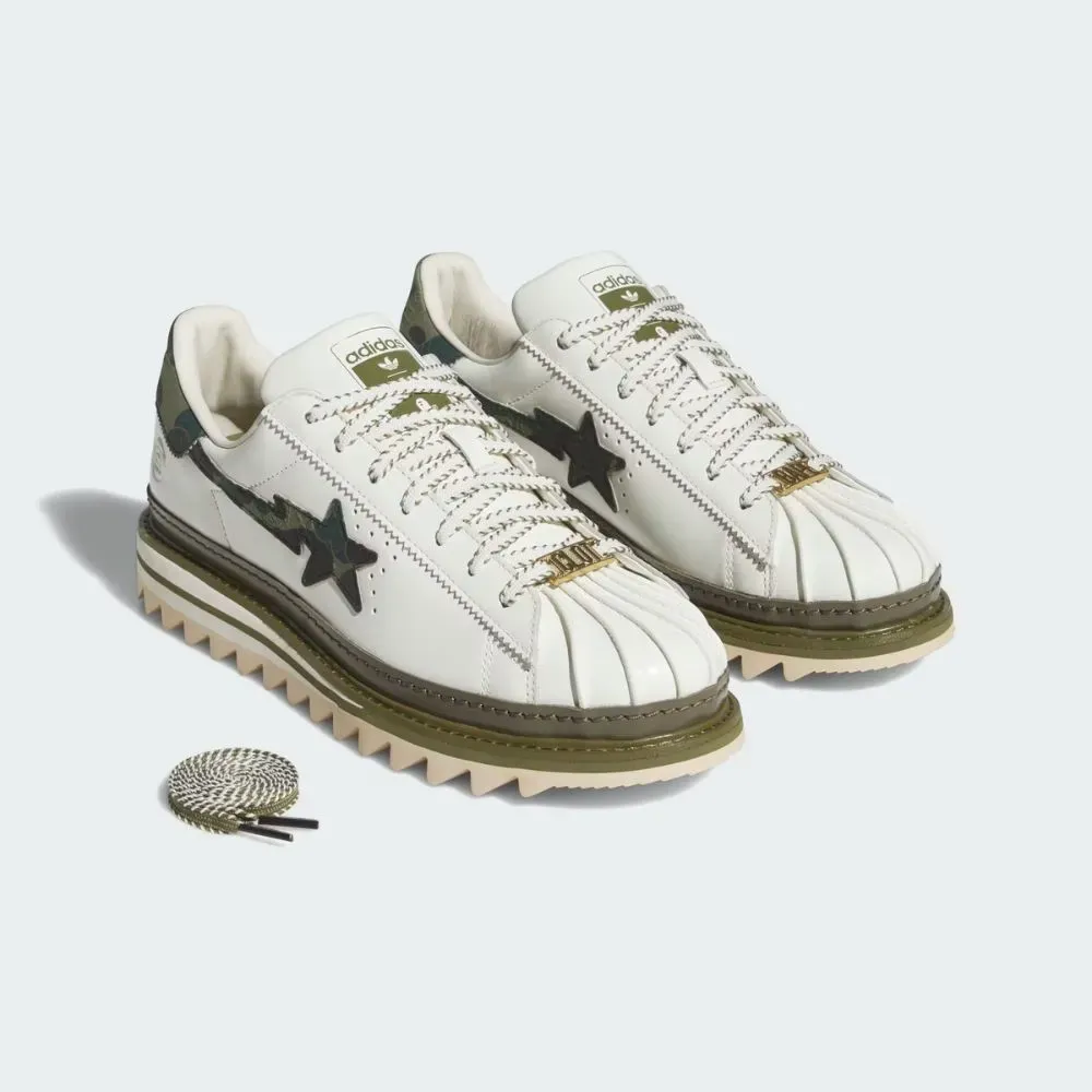 BAPE x CLOT x adidas Superstar Off White Branch Olive Cargo - Droper