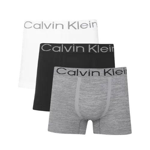 Cueca Calvin Klein Kit 3 Cuecas Trunk Seamless Flamê Black White Grey