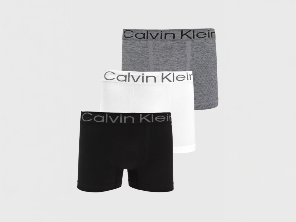 Cueca Calvin Klein Kit 3 Cuecas Trunk Seamless Flamê Black White Grey