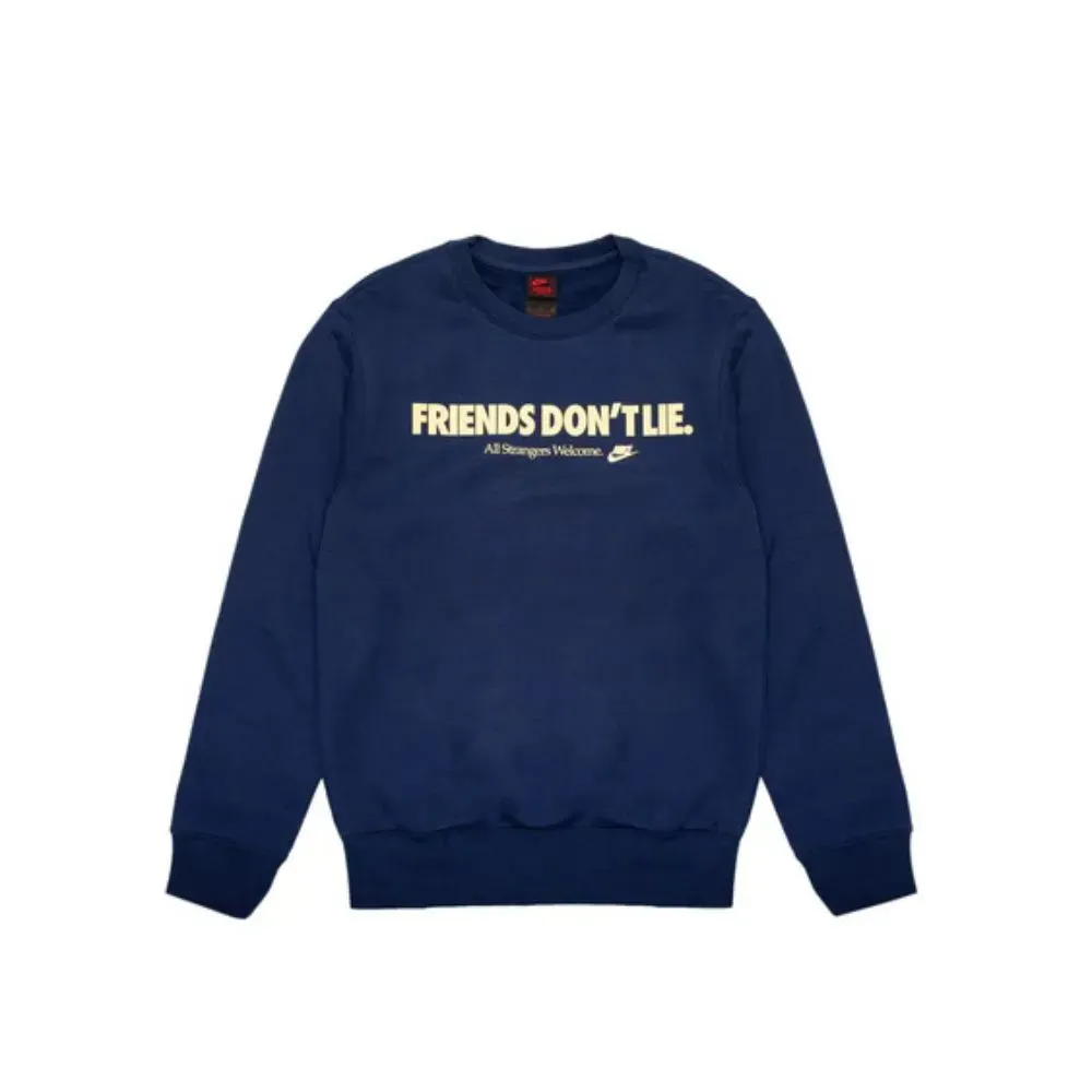Stranger Things x Nike Fleece Crew Midnight Navy Soft Yellow - Droper