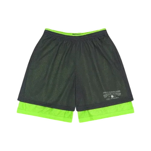 Shorts Denim Tears ADG Double Layer Mesh Shorts Grey Lime