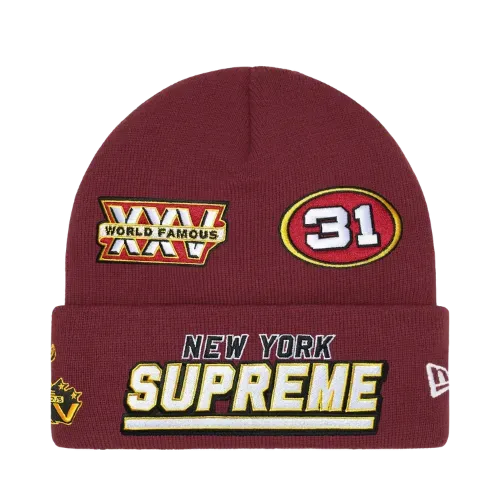 New Era x Supreme Touca Football Cardinal FW25-W16
