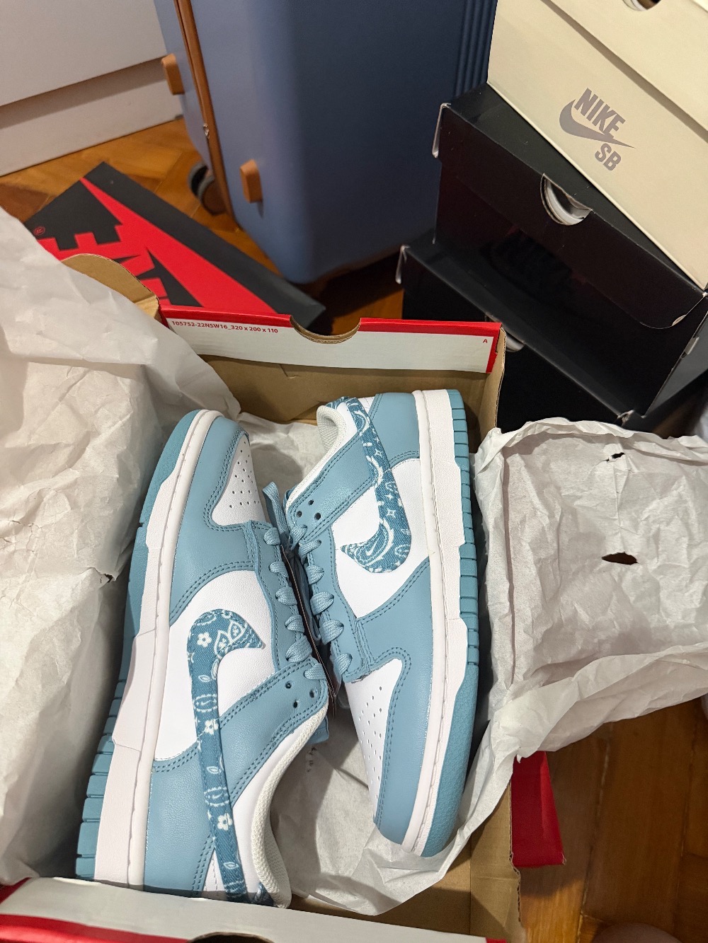 Nike Dunk Low Blue Paisley — 37, Novo