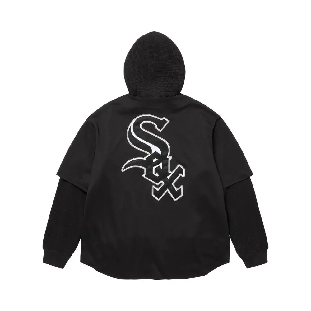 Chicago White Sox x Supreme Moletom Hooded Baseball Black FW25-W17
