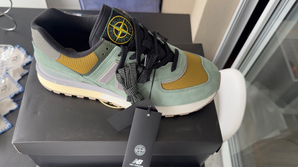 Stone Island x New Balance 574 Legacy Light Green Mustard Gold