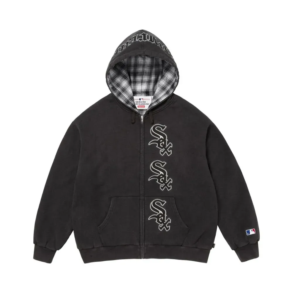 Chicago White Sox x Supreme Jaqueta Zip Up Hooded Black FW25-W17