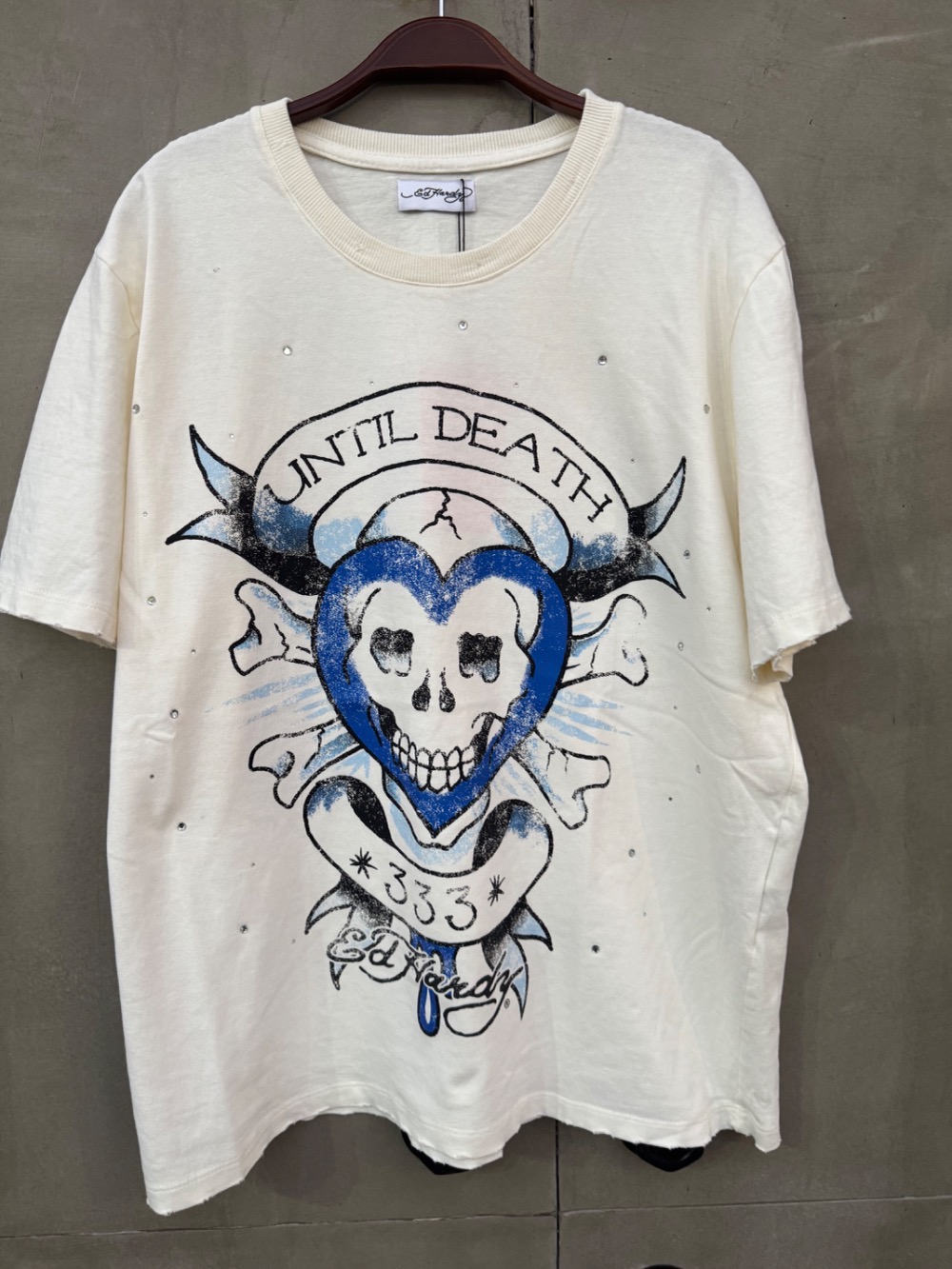 Matuê x Ed Hardy Camiseta Until Death Off White — P / M / G / XG, Novo