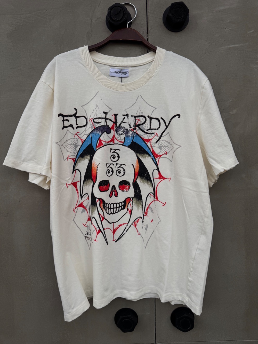 Matuê x Ed Hardy Camiseta Bat Skull Off White — P / M / G / XG, Novo