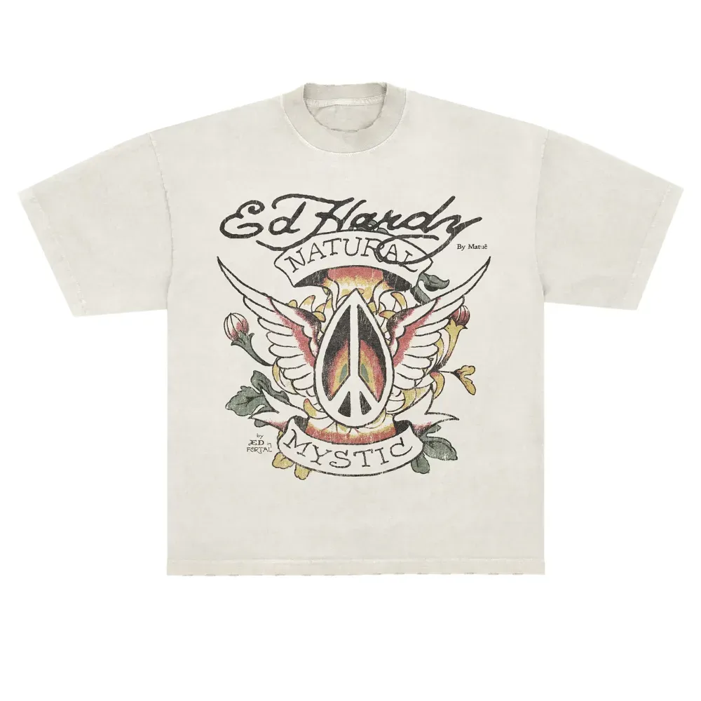 Matuê x Ed Hardy Camiseta Natural Mystic Off White - Droper
