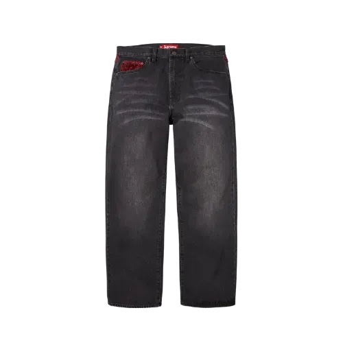 Calça Supreme Leopard Faux Fur Loose Fit Washed Black FW25-W19