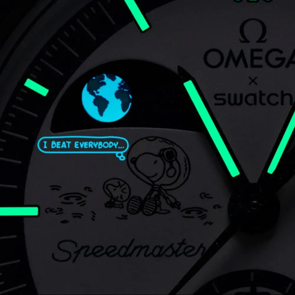 Omega x Swatch Relógio Mission To Earthphase Moonshine Hunters