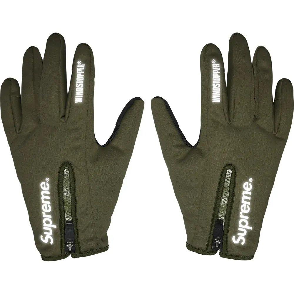 Windstopper x Supreme Luva Zip Olive FW25-W19 foto 1