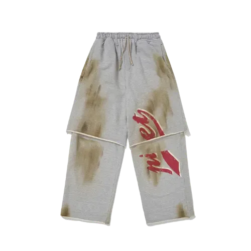 Calça Piet Layered Wide Leg French Terry Grey Melange