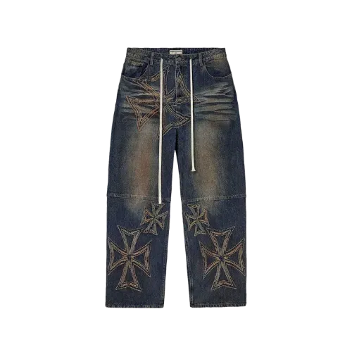 Calça Vale Lives Forever Motocroxxx Denim Rinsed Midwash