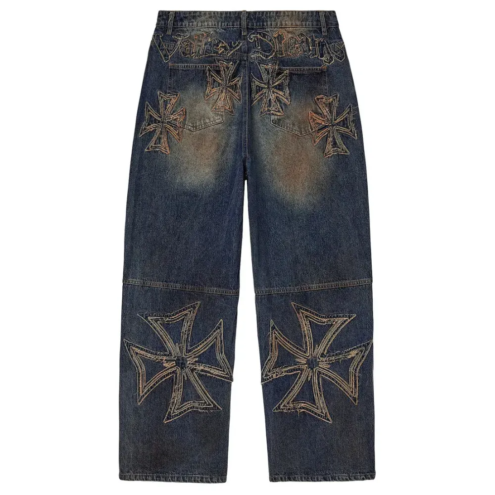 Calça Vale Lives Forever Motocroxxx Denim Rinsed Midwash - Droper