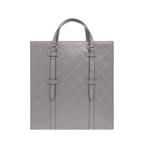 Bolsa Gucci GG Embossed Medium Tote Bag Grey
