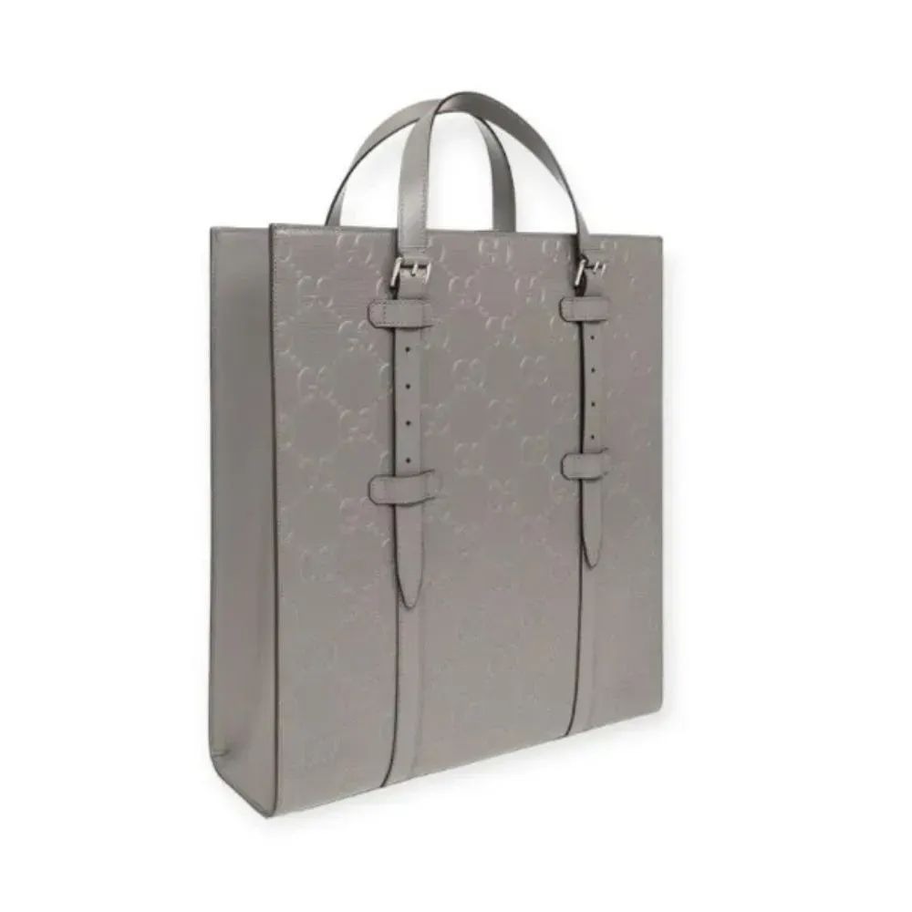 Bolsa Gucci GG Embossed Medium Tote Bag Grey foto 1