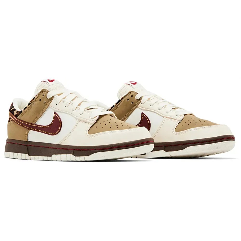 Nike Dunk Low Retro Khaki Team Red Pearl White — 36 / 37, Novo