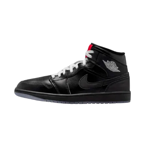 Air Jordan Mid Black Silver Metallic University Red