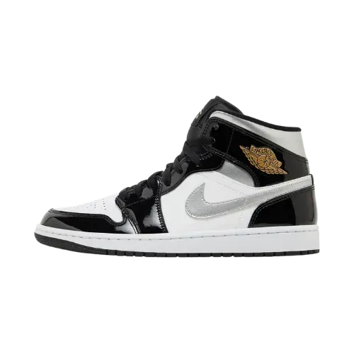 Air Jordan 1 Mid Black White Iron Grey - Droper