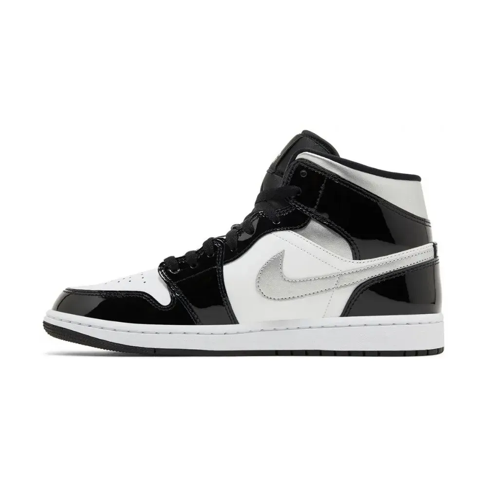 Air Jordan 1 Mid SE Black White Metallic Silver - Droper