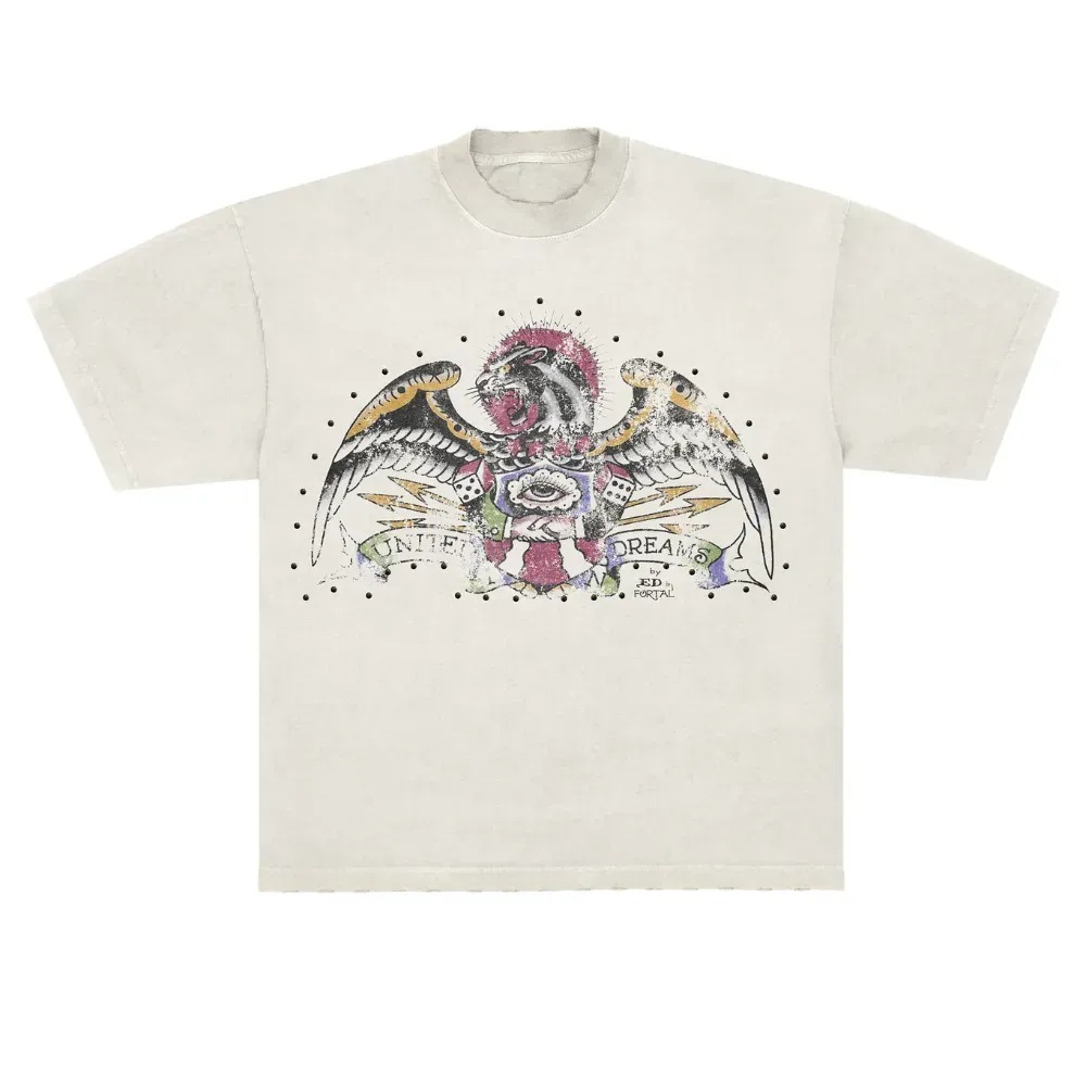 Matuê x Ed Hardy Camiseta Until Dreams Off White — P / G / XG / XXG, Novo