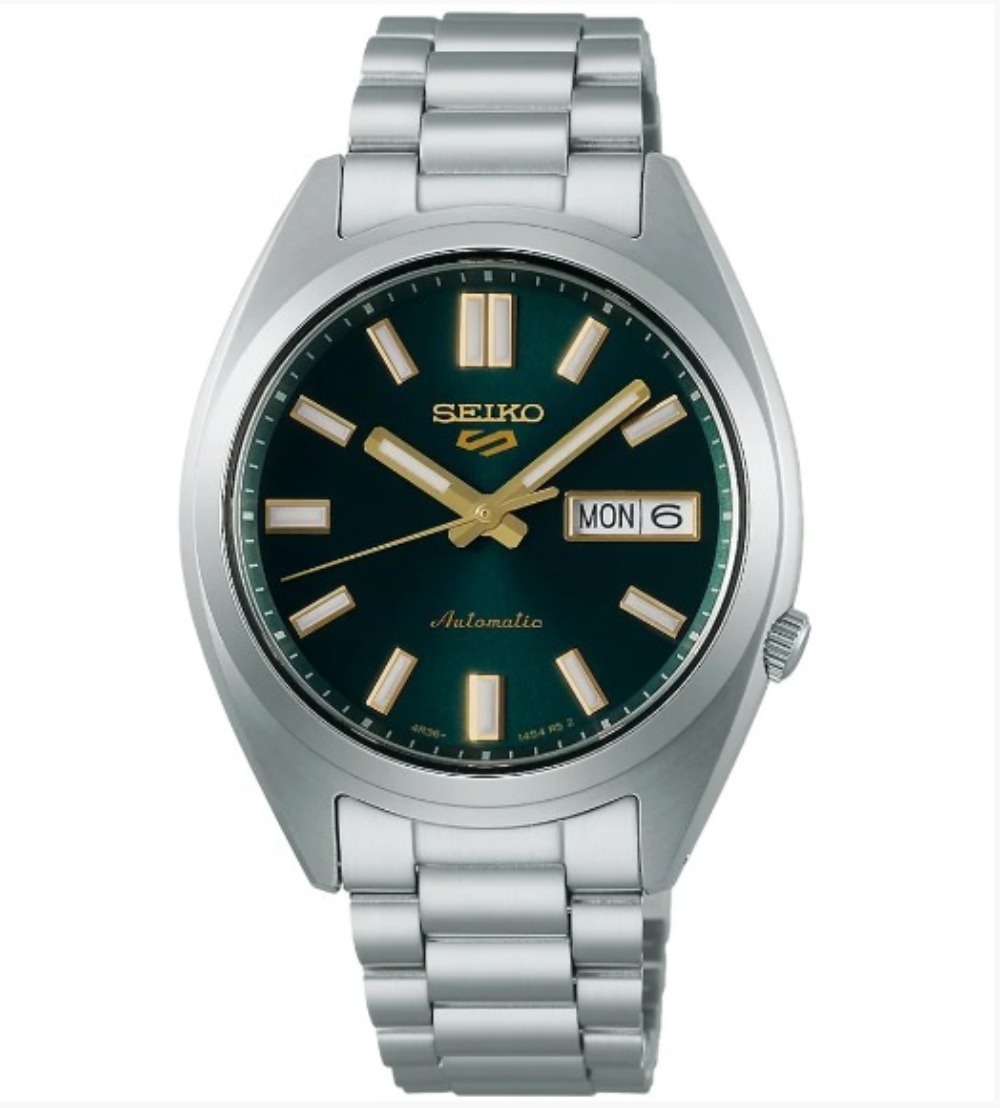 Relógio Seiko 5 Sports SNXS Green Dial Vintage Gold — Único, Novo