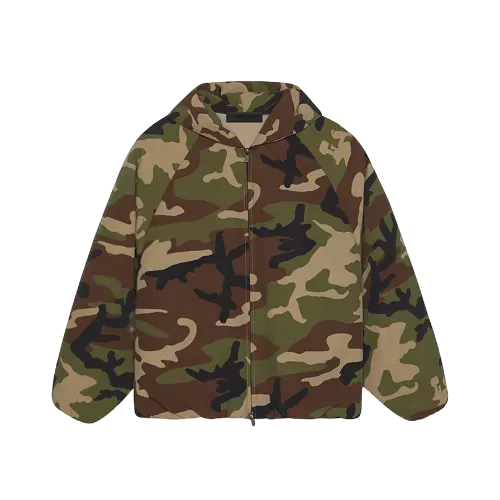 Jaqueta Fear of God Essentials Military Hooded Woodland Camo