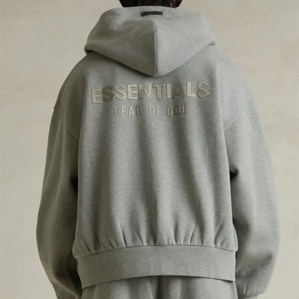 Moletom Fear of God Essentials Classic Fleece Zip Up Concrete