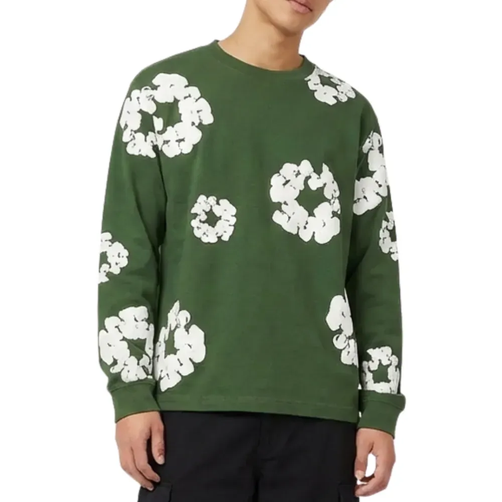Camiseta Denim Tears Long Sleeve Cotton Wreath Green - Droper