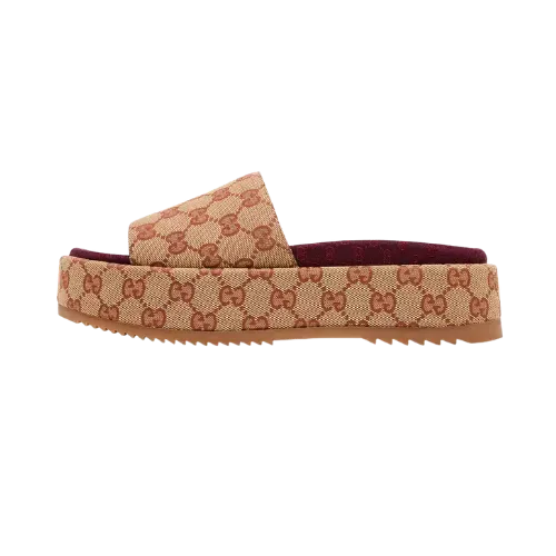 Slide Gucci GG Sandal Monogram Beige Brick Red