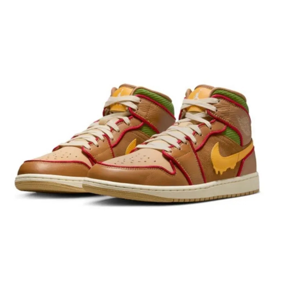 Air Jordan 1 Mid SE Cheeseburger Flax Sesame — 39, Novo