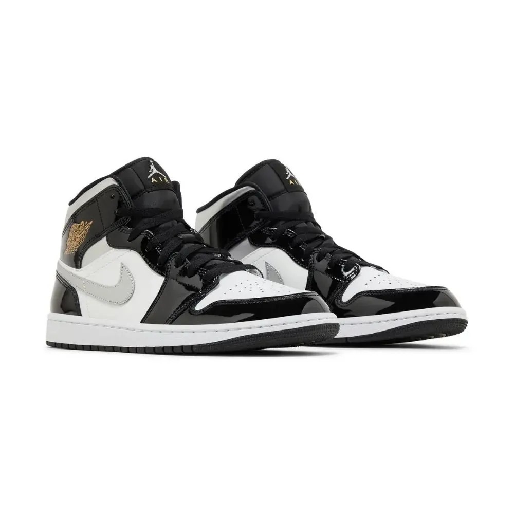 Air Jordan 1 Mid SE Black White Metallic Silver — 38, Novo