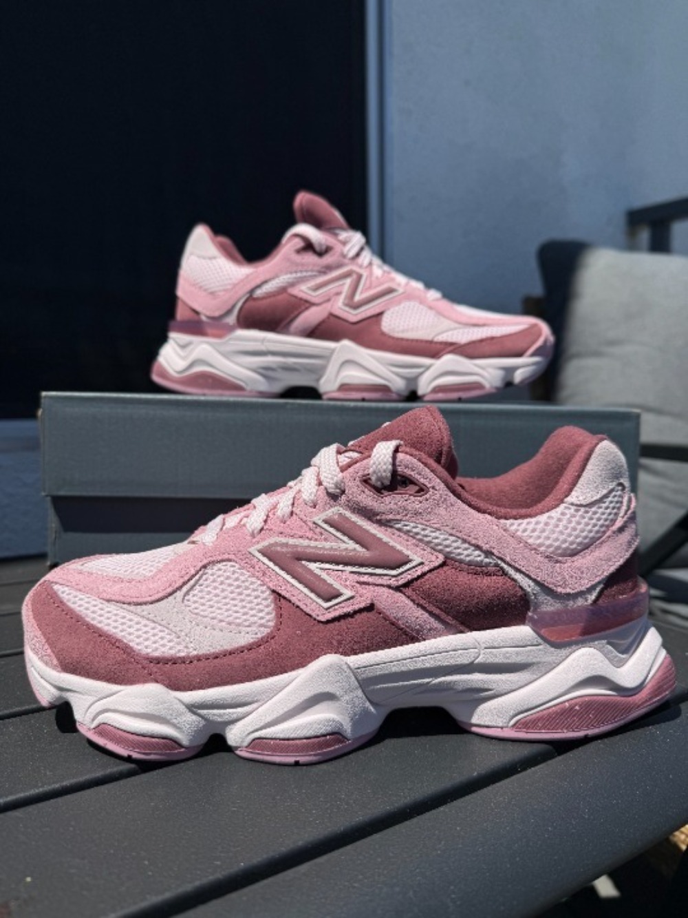 New Balance 9060 GS Pink Granite Washed Burgundy — 36, Novo